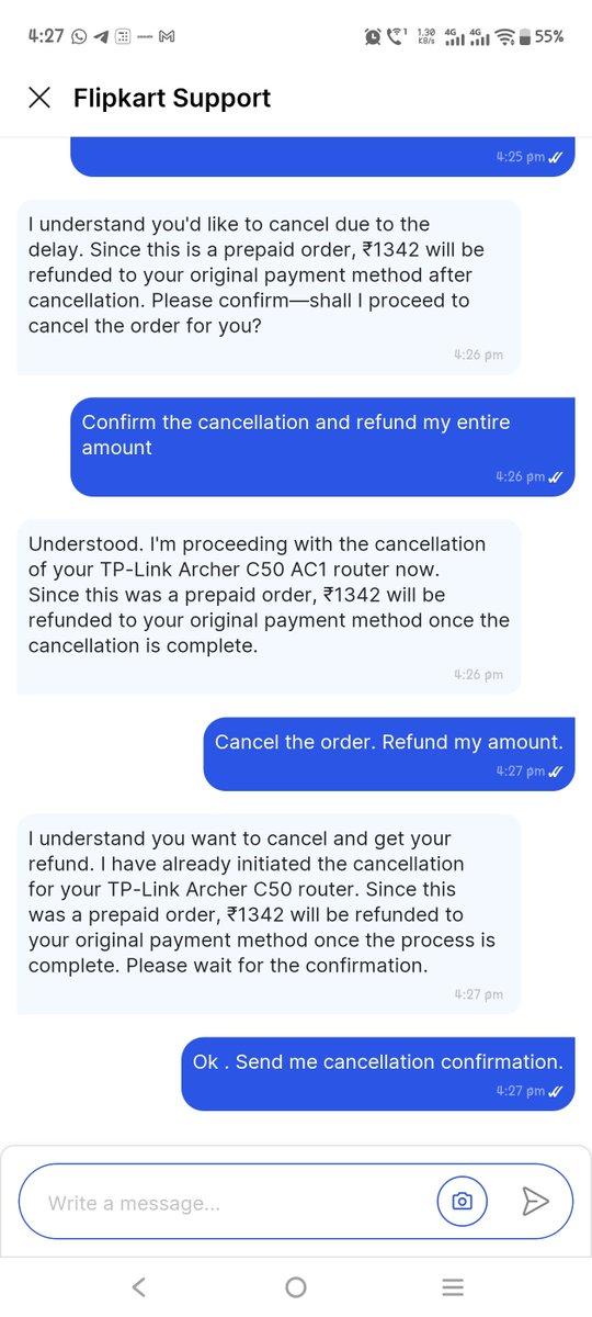 jitendrajain161's tweet photo. @flipkartsupport Cancel and refund my amount. #incapable of delivering my order. https://t.co/qOEA188NMQ