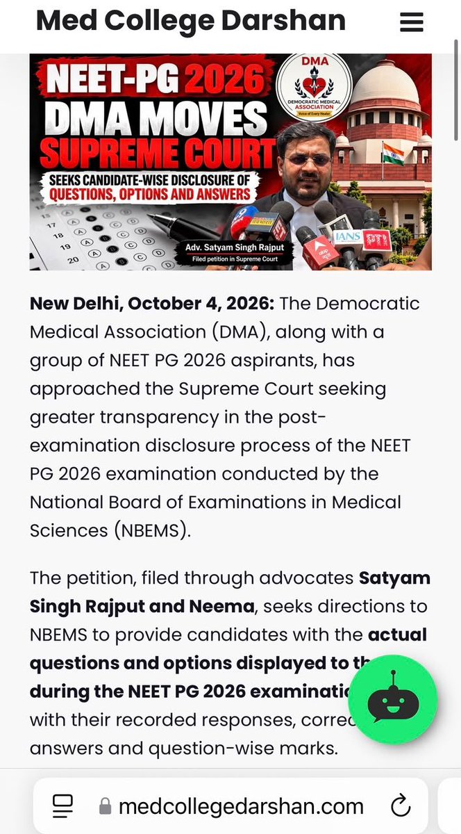 Subhrajyoti_01's tweet photo. The plea by DMA has been filed against the Union of India, National Board of Examinations in Medical Sciences (NBEMS), and NMC through the Legal Cell for Doctors, Advocate Satyam Singh Rajput, and Advocate-on-Record Ms. Neema.
@DMA_India15
@DrDhruvchauhan @advsatyamrajput https://t.co/UOOovXEoXV