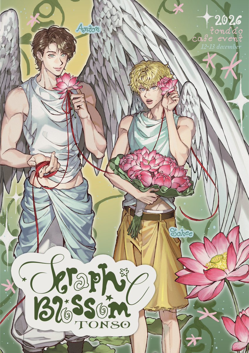 seraphicblssmts's tweet photo. ꒰১ 2026 TONDDO CAFE EVENT ໒꒱

#seraphicblossomtonso 

under the wings of angels, where purest hearts bloom 🪷 we warmly invite you to anton &amp; sohee's special sanctuary 

ʚɞ date: december 12-13, 2026 
location: mariée cafe, bkk ʚɞ

#tonddo #톤또 https://t.co/kZp0M9ngGh