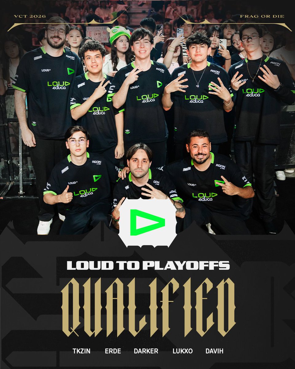 valesportsna's tweet photo. VAMOOOOOOOO!!!!!!

@LOUDgg has qualified for #VALORANTChampions Playoffs! https://t.co/H1gRTPQzGr