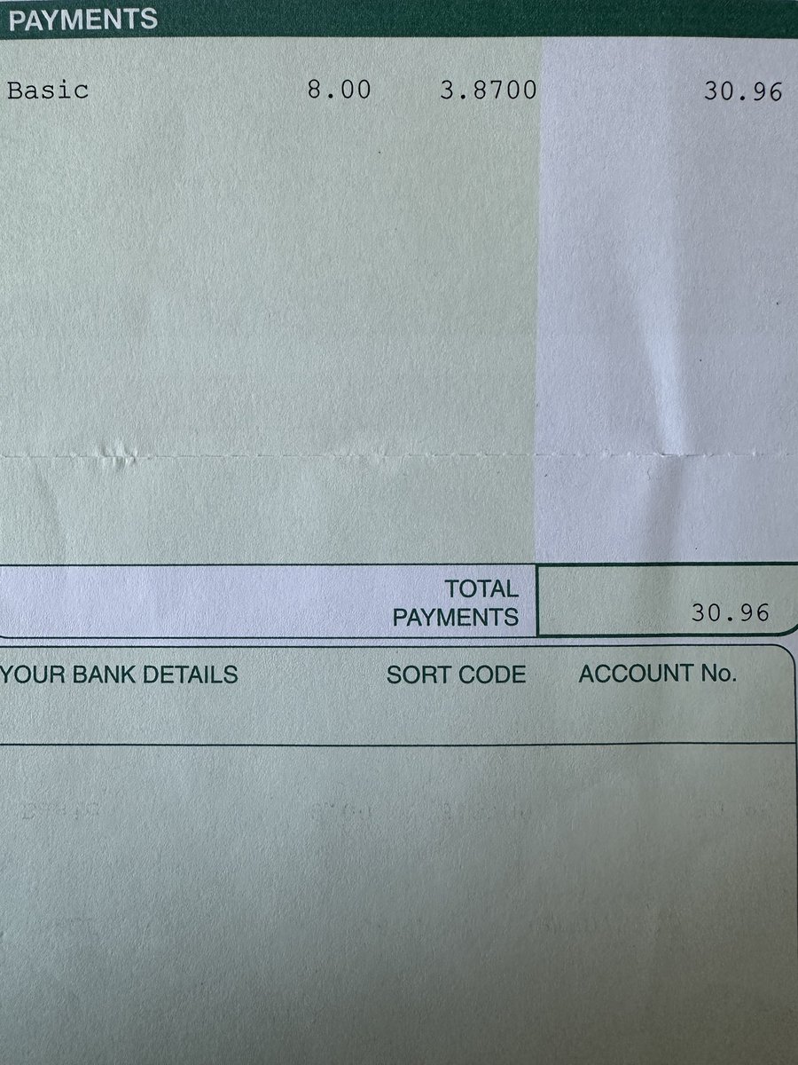 amwealthh's tweet photo. Found my payslip from when I was 16 £3.87 an hour I thought I was making money 😭 https://t.co/lsOfhRSb7X