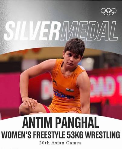 VijayKChy's tweet photo. Asian Games 2026 में Women’s Freestyle Wrestling के 53 kg वर्ग में Silver Medal जीतने पर अंतिम पंघाल जी को हार्दिक बधाई एवं शुभकामनाएँ।

आपकी मेहनत, शानदार प्रदर्शन और दृढ़ संकल्प ने देश का गौरव बढ़ाया है।
#AsianGames2026 #TeamIndia #silvermedal https://t.co/2S5Ce2vxsI