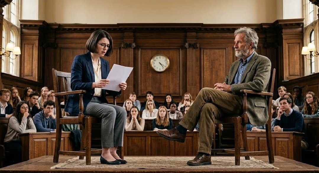 SamaHoole's tweet photo. University debate. The motion: "Humans were never meant to eat animals." Two chairs, one clock.

Vegan: "Every nutrient a human needs can be had from plants. The animal is an unnecessary middleman."

Evolutionary anthropologist: "Where do you get your B12?"

Vegan: "A supplement. Like any sensible person."

Anthropologist: "When was B12 first isolated?"

Vegan: "I don't see the relevance."

Anthropologist: "1948. Out of liver, which I think is funny even if you don't. When was the word vegan invented?"

Vegan: "1944. Donald Watson, in England."

Anthropologist: "So the diet arrived four years before the tablet that makes it survivable. What did they do in the meantime?"

Vegan: "People were vegan long before the word."

Anthropologist: "Lovely. Name them. One people, any continent, any century, who raised children for generations on no animal food at all."

Vegan: "The Jains."

Anthropologist: "Milk, ghee and yoghurt. Daily."

Vegan: "Buddhist monks."

Anthropologist: "Tibet runs on yak butter and the Dalai Lama eats meat. Next."

Vegan: "Our closest living relative, then. The chimpanzee. A fruit eater."

Anthropologist: "Who hunts monkeys. In groups. Jane Goodall watched it in 1960 and it rather spoiled her afternoon."

Vegan: "That's a tiny part of the diet."

Anthropologist: "It's the part they fight over. Nobody has ever seen two chimps come to blows about a fig."

Vegan: "Early humans got their B12 from soil on unwashed roots."

Anthropologist: "So the natural human diet is dirt, with a side salad."

Vegan: [consults notes]

[The notes are a single page. She turns it over. It is blank on the back.]

Anthropologist: "Three hundred thousand years of our species. Every climate on earth. Thousands of cultures who agreed on nothing: the gods, marriage, what to do with the dead. Every one of them, separately, without a meeting, kept the meat."

Vegan: "Absence of evidence..."

Anthropologist: "Is what the absence of a people looks like."

Moderator: "Does the proposition wish to respond?"

Vegan: "We have the supplement now."

Anthropologist: "You do. The only natural diet in history that had to wait for a factory to open."