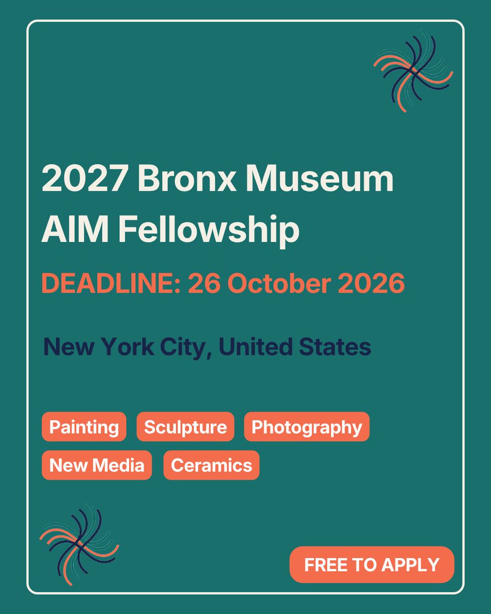 TheOCPlive's tweet photo. The programme supports artists in developing their practice through mentorship, professional development, studio visits and connections with the wider New York art community.

Deadline: 30 September 2026

#ArtistFellowship #EmergingArtists #TheOCP https://t.co/6DPd3tnomj