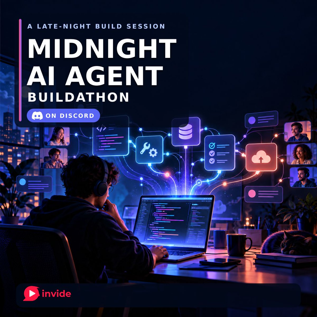 Invide_Labs's tweet photo. This Saturday night, we organized an AI Agent workshop and a Midnight AI Agent Hackathon.
Demos tonight at 9PM on https://t.co/HfwbArc5PY https://t.co/rGGSx9w3fF