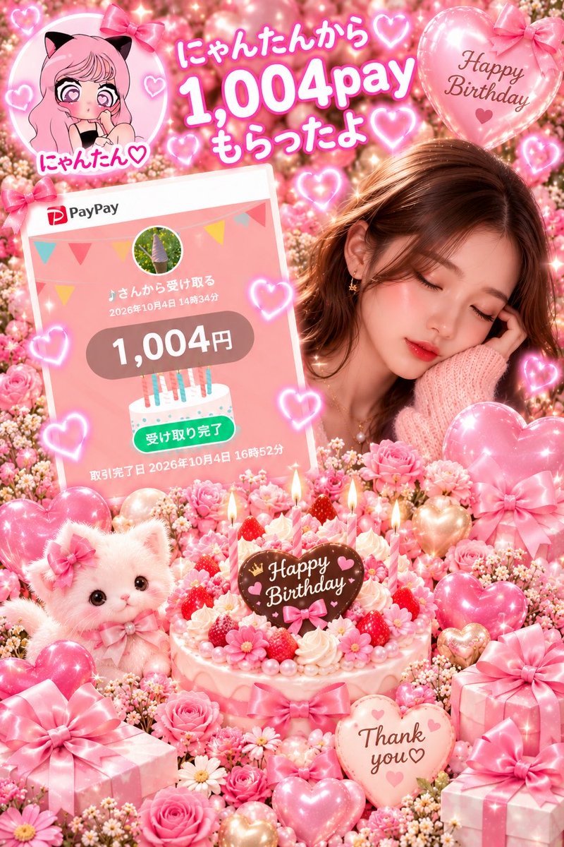yuina_Mini00's tweet photo. にゃんたん💕(@sub_nyan_desu )
お誕生日に1,004Payありがとう〜🥰🎂💗
まさかにゃんたんからも頂けると思ってなかったから
めちゃくちゃ嬉しかったよ(៸៸>⩊<៸៸)💕

大切に使わせてもらうね🫶🏻💕
にゃんたん本当にありがとう〜っ🐈‍⬛🎀
素敵な誕生日にしてくれて感謝だよ🥰🎂💐💗 https://t.co/JVRAvz5JDx