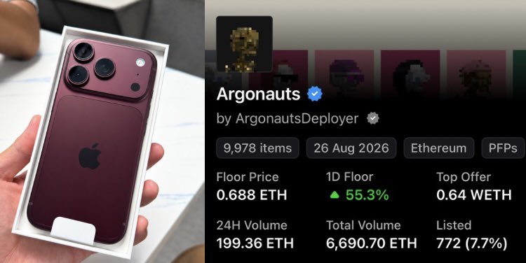 shredder_tegg's tweet photo. You’re spending $1,800 on an iPhone 18 

I spent the same $1,800 on 3 Argonauts.

If you sell that iPhone today, you’re already looking at a loss of at least $200.

Meanwhile, my 3 Argonauts are now worth around $5,400.

That’s a $3,600 profit in just one month.

Now I can buy 2 iPhone 18 Pros with my profit and still have my initial $1,800 investment intact.

You bought a liability.

I bought an asset.

Invest in assets, not liabilities.