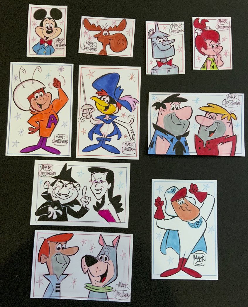 MARKCHR69023853's tweet photo. LOT OF 10 ORIGINAL CARTOON ART SKETCH CARDS now available for purchase at my eBay store! Here's the link:https://t.co/azPbcdtHw2 🙂 https://t.co/C2F00PMEuM