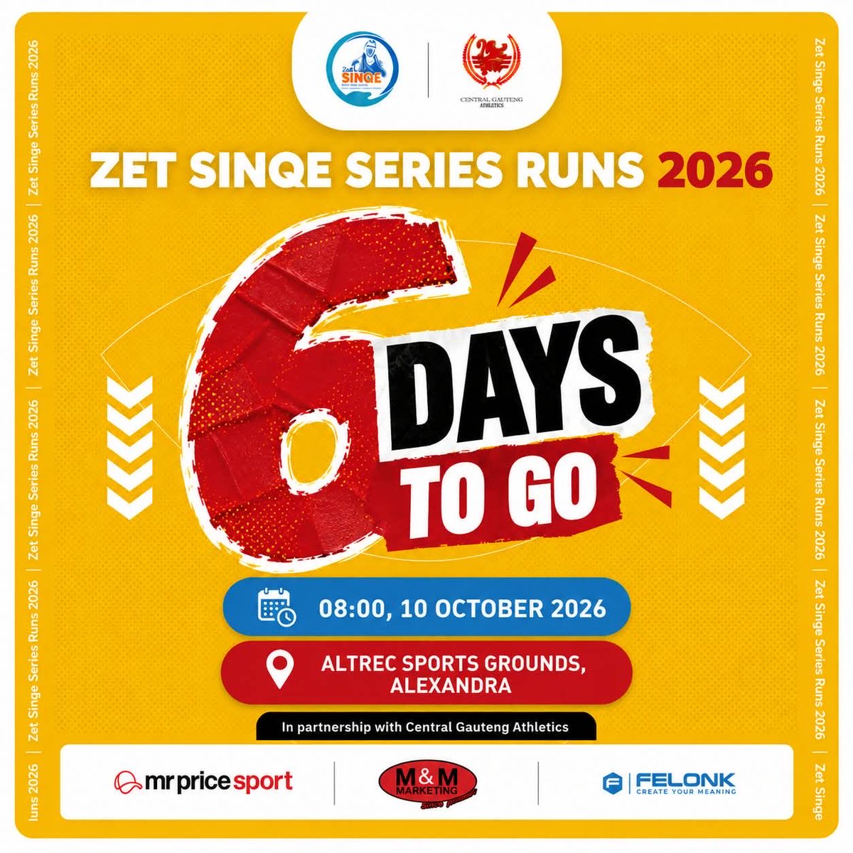 RunAlexAC's tweet photo. Run Alex is hosting the 3rd Leg of the Zet Sinqe Series!

Join us on 10 October 2026 at Altrec Sports Grounds, Alexandra.

The 5KM is open to EVERYONE, runners of all levels are welcome! 🙌🏾

Please register, come compete, and support Run Alex and our community. ❤️🖤 See you there! 

Link: https://t.co/OKBzh36XUO

#zetsinqe #Runalexjuniors #runalex