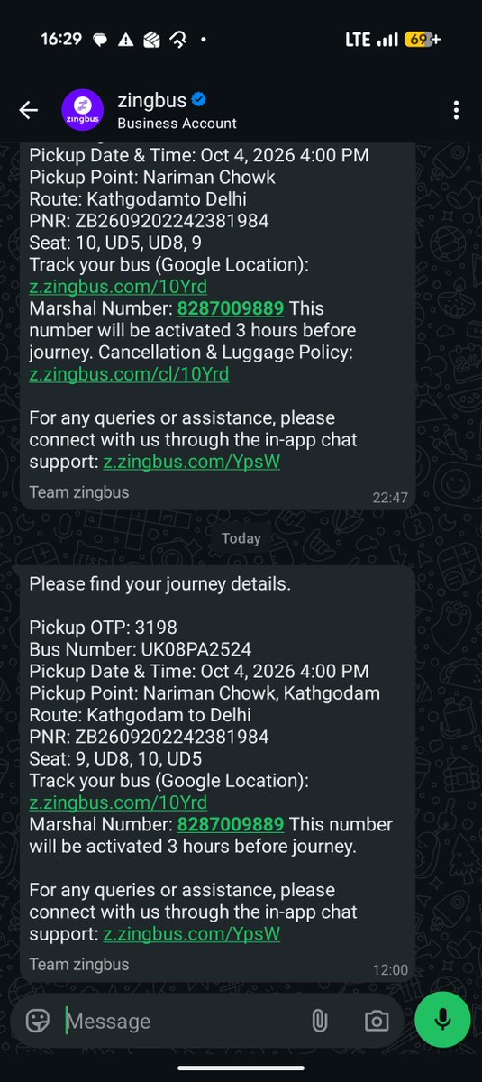 scifishubham's tweet photo. @zingbus @zingbushelpdesk @redBus_in
@amazon
@amazonpay
Zingbus scammed me. I booked a bus from Kathgodam to Delhi. At last moment they informed me that my booking is not confirmed but the booking was showing confirmed on app. Attaching details:
#scam #fraud #bus #busbooking https://t.co/LzZo3n3Etv