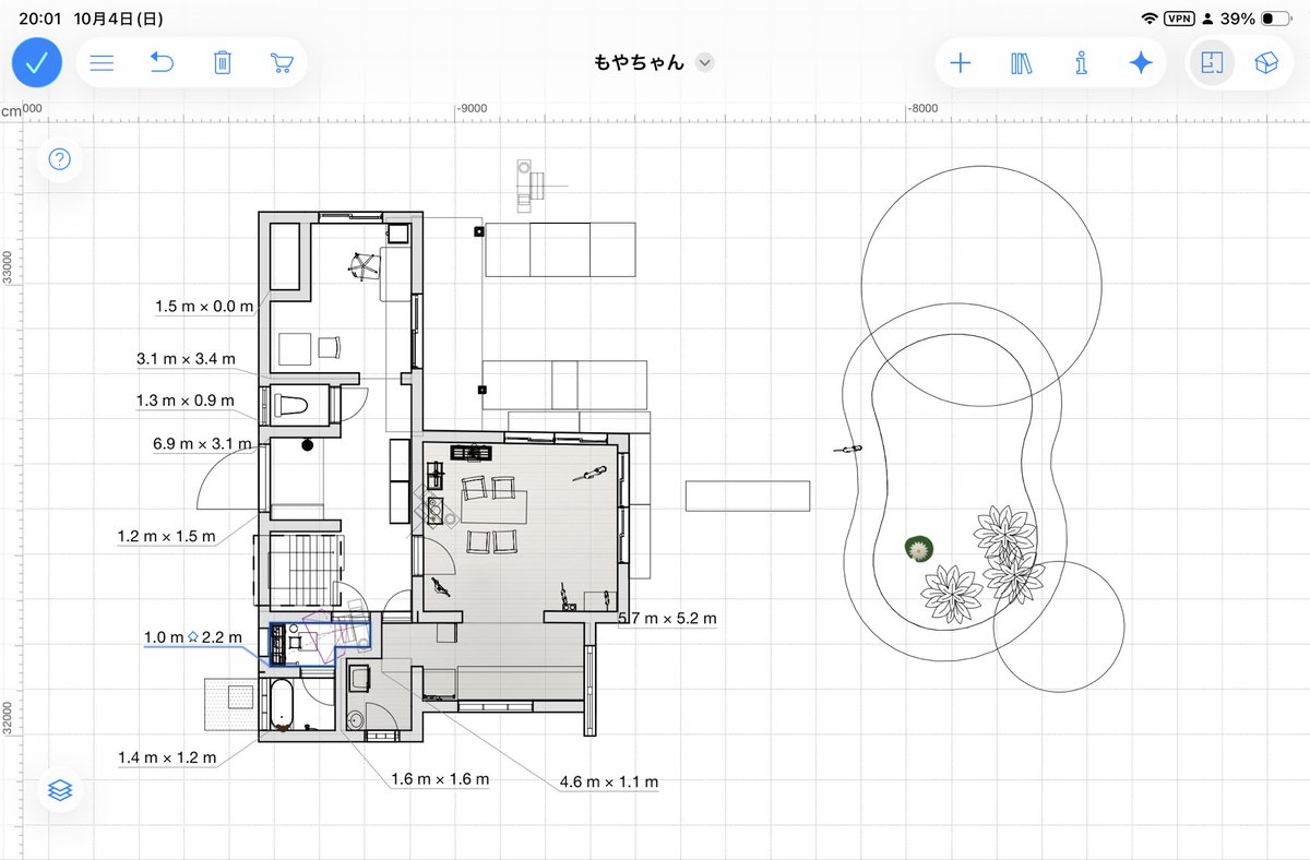 rrn's tweet photo. live home 3dってアプリがすごい！ひとつのデータだけなら無料でいける。DIY予定の自宅を手元の図面から起こした。色とか変えまくって検討できてめちゃ便利。マイホーム妄想癖のある中学生にもぜひお勧めしたい（私がそうだった！）。 https://t.co/6V5VcKOJ16