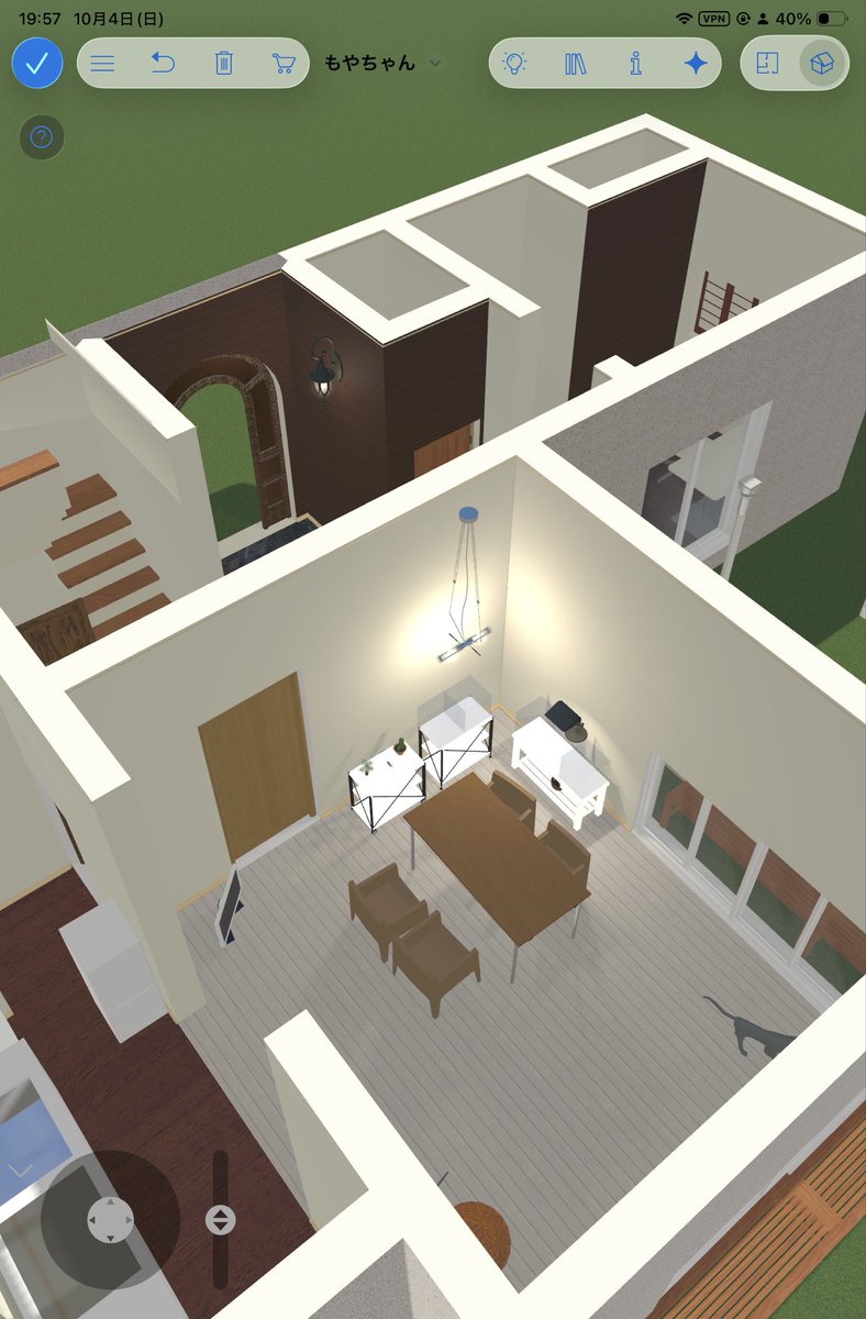 rrn's tweet photo. live home 3dってアプリがすごい！ひとつのデータだけなら無料でいける。DIY予定の自宅を手元の図面から起こした。色とか変えまくって検討できてめちゃ便利。マイホーム妄想癖のある中学生にもぜひお勧めしたい（私がそうだった！）。 https://t.co/6V5VcKOJ16
