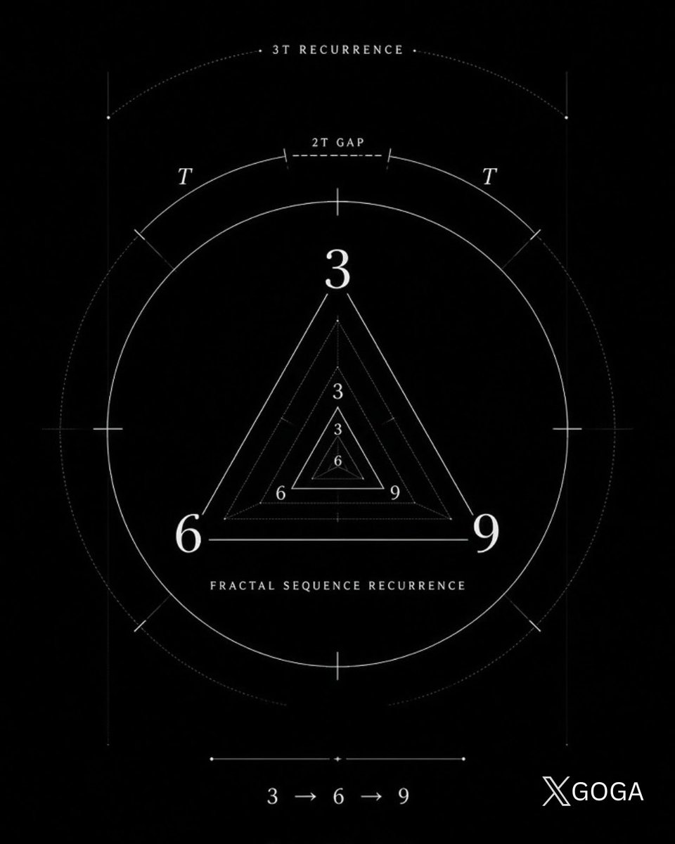 GKH_SMT's tweet photo. 369 was never about the numbers. 

3 → 6 → 9 

A cycle. 
Its quarters. 
Their alignment. 

Then it repeats. 

Different scales. Same temporal structure. 

Time has always moved in cycles. Maybe we just learned to recognize the recurrence.

#sequenceofsequences https://t.co/blDbT09eVD