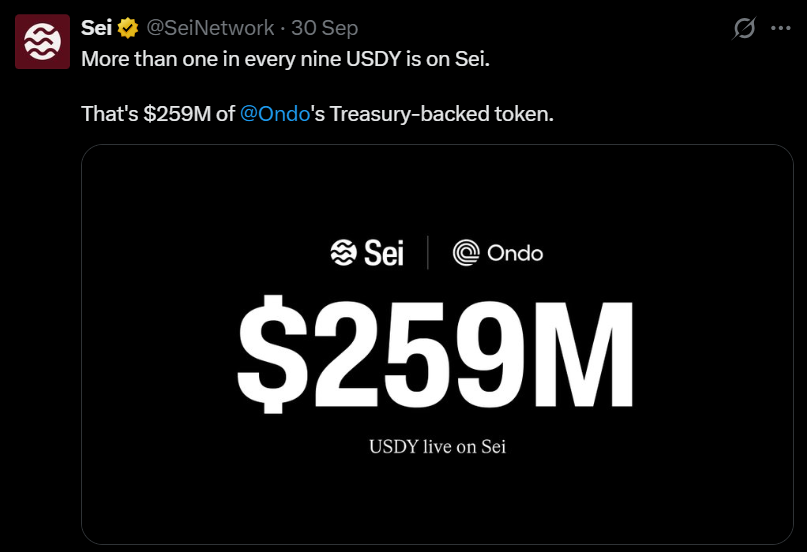 0xRavee's tweet photo. If ONDO is good, don't sleep on sei-network:native https://t.co/0prBZ5IGxH