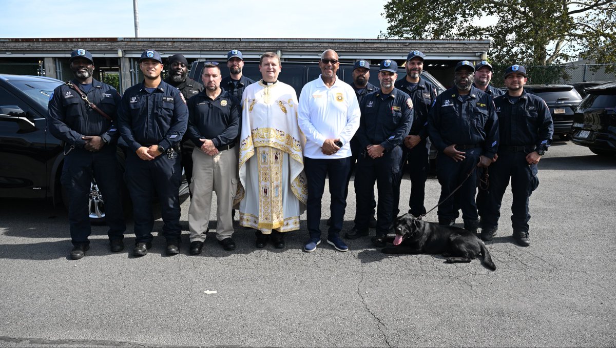 CorrectionNYC's tweet photo. For the first time in #NYCDOC history, members of The Boldest Family celebrated the #BlessingOfTheAnimals. Held this past Friday, the ceremony recognized the Feast of St. Francis of Assisi, the patron saint of animals and the environment. 

The feast, which is celebrated by millions around the world, is observed annually on Oct. 4. 

With leadership from Commissioner Stanley Richards and Chaplain Father Ihor Vorontsov, members gathered at the Department’s K-9 Compound on #RikersIsland to pray for our four-legged Officers and their handlers as they work diligently each day to keep the employees, visitors and people in our care safe. 

"Across NYC DOC, our working canines serve in different roles, but they share something important in common: each has developed a remarkable partnership with the men and women who work alongside them. These animals are trusted partners. They train alongside their handlers, work alongside them, and contribute every day to the safety and security of our Department,” @DOCCommish said. “Today gives us an opportunity to recognize their service and to show our appreciation not only for these remarkable animals, but also for the dedicated officers who train, care for and serve alongside them."

NYC DOC’s elite K-9 Unit is comprised of highly trained emergency responders who maintain safety within and around jails in the largest municipality in the country. You can also often find members of this unit visiting schools and communities to help teach the next generation of leaders about working in public safety.

Interested in this rewarding career path? Take the first step to join our bold team today by registering for the next @NYCDCAS Correction Officer Exam at https://t.co/9JTq8tr7Yi.  

View more highlights from the ceremony at https://t.co/mBkuuBxb39. #JoinTheBoldest #NYCDOCHeroes
