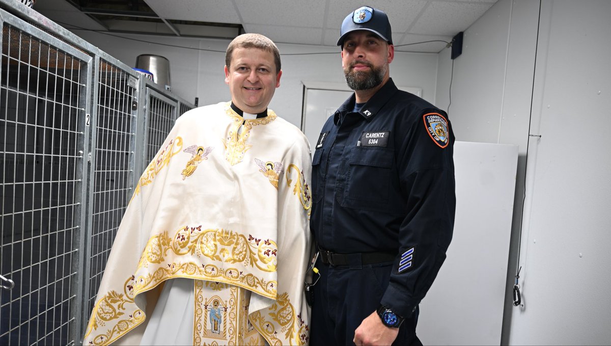 CorrectionNYC's tweet photo. For the first time in #NYCDOC history, members of The Boldest Family celebrated the #BlessingOfTheAnimals. Held this past Friday, the ceremony recognized the Feast of St. Francis of Assisi, the patron saint of animals and the environment. 

The feast, which is celebrated by millions around the world, is observed annually on Oct. 4. 

With leadership from Commissioner Stanley Richards and Chaplain Father Ihor Vorontsov, members gathered at the Department’s K-9 Compound on #RikersIsland to pray for our four-legged Officers and their handlers as they work diligently each day to keep the employees, visitors and people in our care safe. 

"Across NYC DOC, our working canines serve in different roles, but they share something important in common: each has developed a remarkable partnership with the men and women who work alongside them. These animals are trusted partners. They train alongside their handlers, work alongside them, and contribute every day to the safety and security of our Department,” @DOCCommish said. “Today gives us an opportunity to recognize their service and to show our appreciation not only for these remarkable animals, but also for the dedicated officers who train, care for and serve alongside them."

NYC DOC’s elite K-9 Unit is comprised of highly trained emergency responders who maintain safety within and around jails in the largest municipality in the country. You can also often find members of this unit visiting schools and communities to help teach the next generation of leaders about working in public safety.

Interested in this rewarding career path? Take the first step to join our bold team today by registering for the next @NYCDCAS Correction Officer Exam at https://t.co/9JTq8tr7Yi.  

View more highlights from the ceremony at https://t.co/mBkuuBxb39. #JoinTheBoldest #NYCDOCHeroes