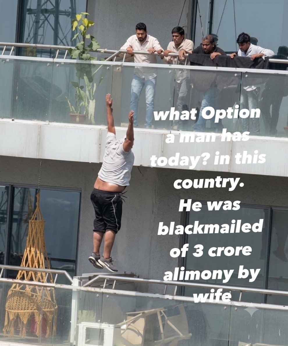 SamSiff's tweet photo. A man who has lost all hope from the system, from the government, from the police and from the judiciary.

This is what he does at last.

Every 8 minutes, a man is reportedly committing suicide because of family disputes, and a majority of them are because of harassment by wives.

No laws to protect men from cruelty by wives.

In this case, the wife was seeking ₹3 crore alimony for divorce and allegedly blackmailing him with criminal cases.

This is not just an incident.

This is a picture every man should keep in mind — because tomorrow, it may be YOU.