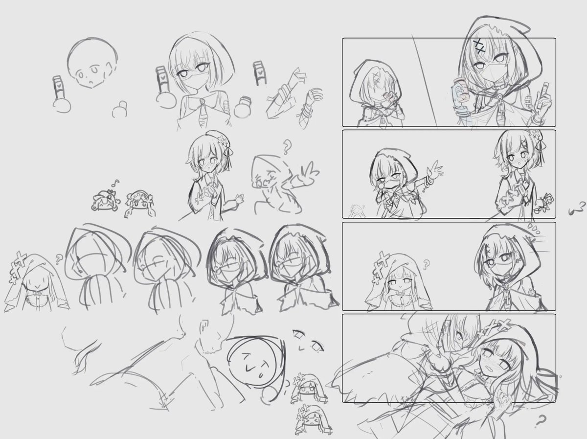 pre_tw's tweet photo. 「まのさばっ！（非公式）」1～4話のラフです！

初めて4コマを描いたので、絵やセリフに間違いがたくさんあります。
現在修正中で、今後も修正版をアップする予定です！

これからも見ていただけたらとーっても嬉しいです！✨ https://t.co/FzN1o4hz9k