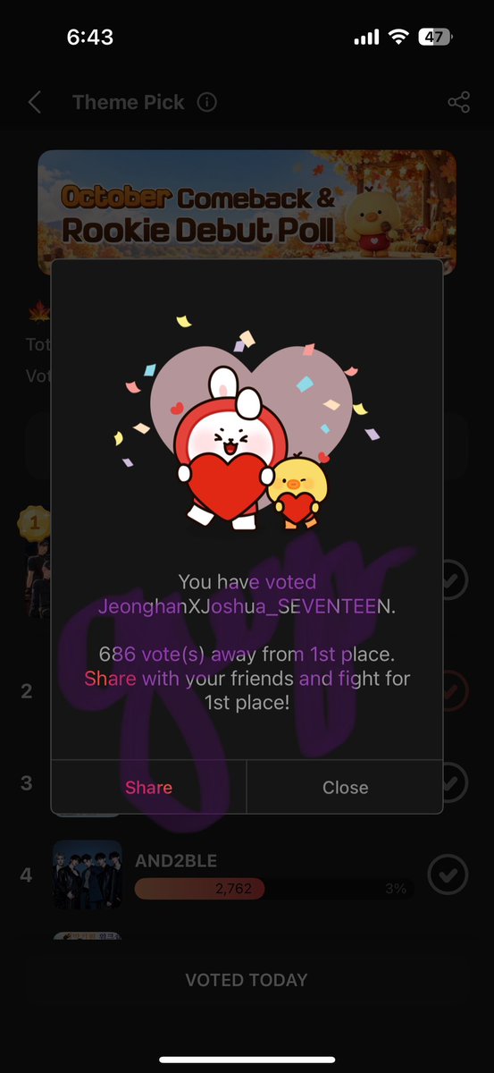 gwyn_svt's tweet photo. Please don’t stop voting for JxJ on CHOEAEDOL before reset
We haven’t gotten 1st place in a while, so please let’s catch up!

‼️NO COLLECTIONS NEEDED‼️

🗓️ 10/07
🔗 https://t.co/TmpafTqIMN https://t.co/hZWmztIWdB
