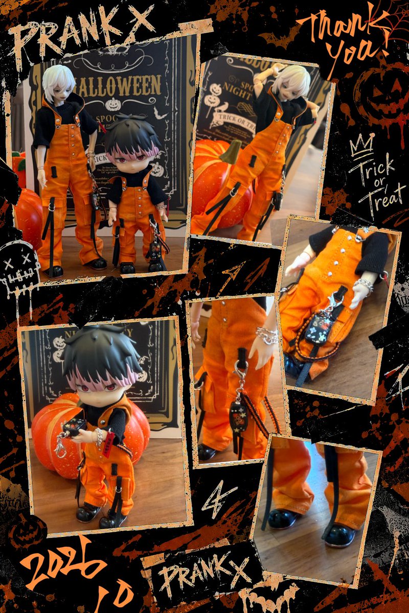 PRA13507723's tweet photo. 🎃 突然ですが、プレゼント企画やります。

日頃の感謝を込めて、PRANKから
オレンジのフードオーバーオールセットを2名様にプレゼント！ 👻

🎁 プレゼント内容
・オレンジ フードオーバーオール
・黒インナー
・チャーム付きストラップ
おまけ)アクセ
おまけ)靴

🎃オビツ11／ねんどろいどドール対応サイズ　1名様
🎃シチリアの追憶ボディ対応サイズ　1名様

応募方法・注意事項は画像をご確認ください。

応募締切：2026/10/10
