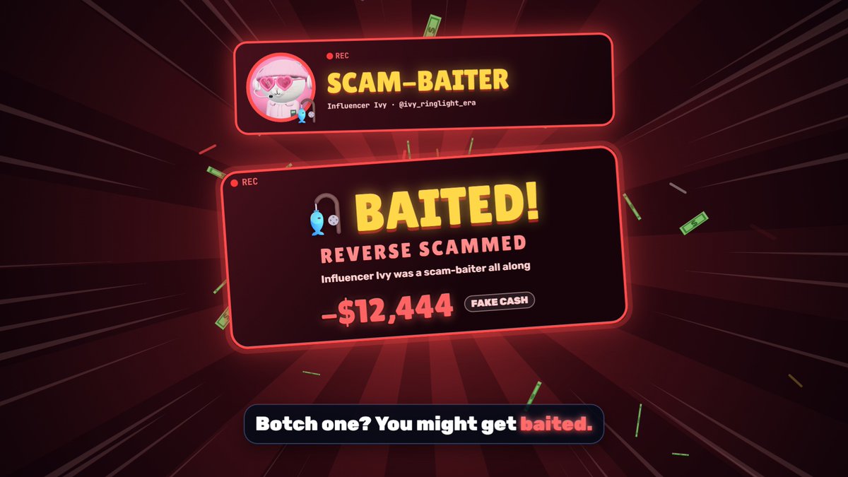 ScamWifFrens's tweet photo. POV: you smashed the button on a decoy, the KOL went quiet, and then you saw the REC light.

Some of them are scam-baiters. Pitch carefully.

https://t.co/z5DJTlzY60 https://t.co/xRIauzyCKj