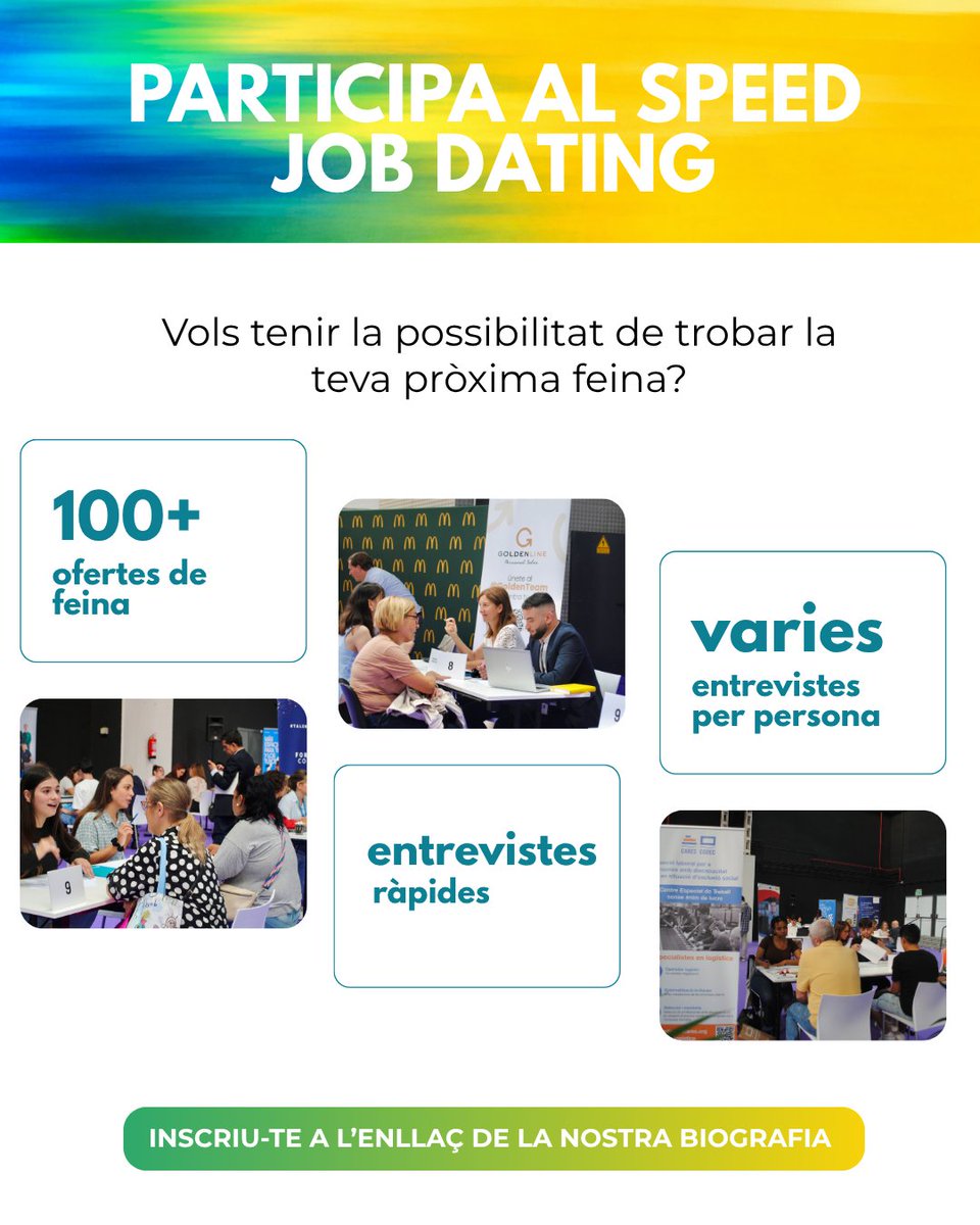 CloudTalent_Hn's tweet photo. La inscripció ja està oberta per a Impulsa't | Fira de l'Ocupació de L'Hospitalet
Busques feina? Registra't a Speed Job dating 🚀
29 d'octubre de 2026 | La Farga Congress👉40 empreses amb + 100 ofertes de feina

Més informació👉 https://t.co/n3pKkZJ9BR #Impulsat #treball @ofertes https://t.co/hDeY5b6Kq8