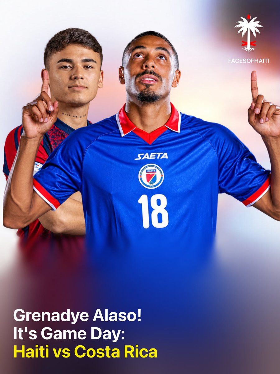 jjd_rvlt's tweet photo. While our last opponent 🇩🇴 is still lamenting over the 4-1 beatdown they received from Haiti 🇭🇹 on Thursday night, our Grenadiers have moved on to bigger and better things.
Next Stop: Costa Rica
When: Tonight
Game Time: 8:00pm EST
Location: San Juan, C.R.
#GrenadyeAlaso 💪🏾🇭🇹 https://t.co/YpfJgsmlWz