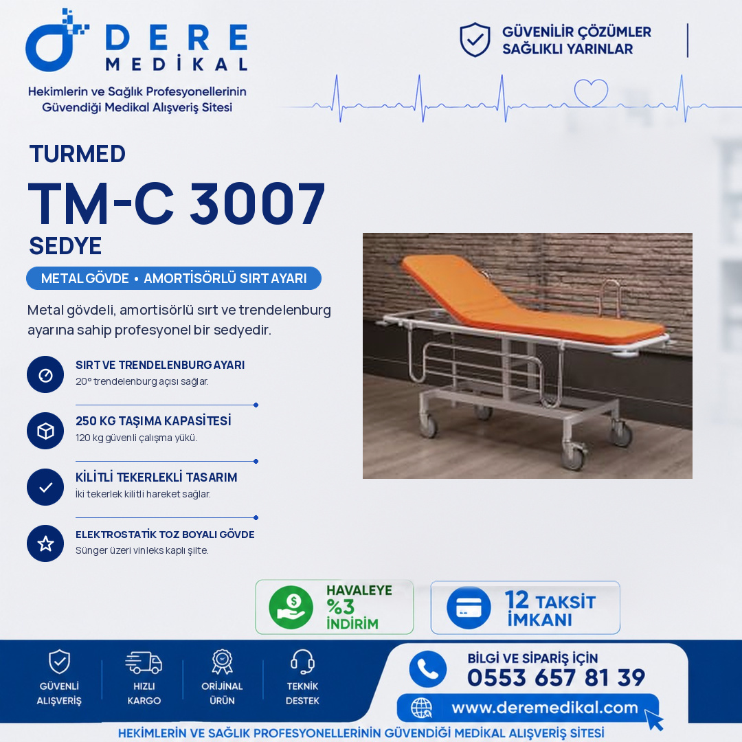 drfsdere's tweet photo. Turmed TM-C 3007 Sedye; metal gövdeli ve metal yatak platformlu, amortisörlü sırt ve trendelenburg ayarına sahip profesyonel bir sedyedir. #Sedye #Turmed #HastaneMalzemeleri #Trendelenburg #TıbbiCihaz https://t.co/VIQiuLItKA
