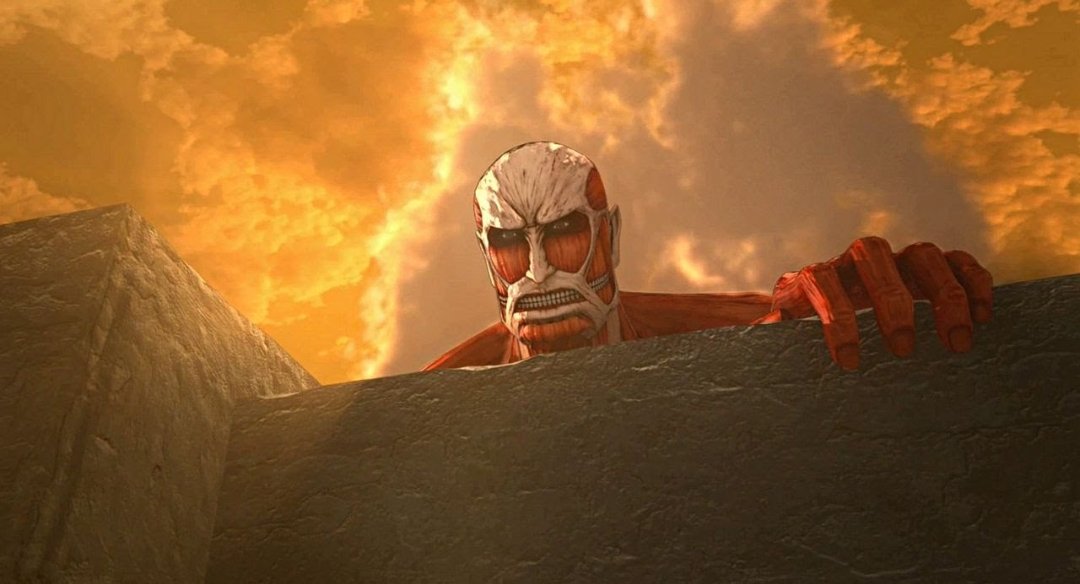 badwolf889's tweet photo. when the Colossal Titan kicked Wall Maria, did anyone in Shiganshina actually see a human come out of the steam? Or did we all accept a 60-meter monster with no pilot for three seasons? https://t.co/E4OeEEmW8m