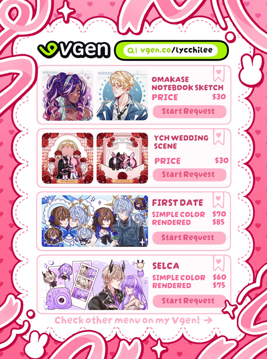 lycchilee's tweet photo. ✧ ESTEH LYCHEE COMMISSION ✧

Hello! im opening commission in VGen! there is several menu available~ please check my commission here: 
🍒 https://t.co/N501g59r8a
working list information:
🍒 https://t.co/YVRZOxcufL

#VGenComm #Vgen #Commission #Chibi https://t.co/T16LbUqB5m