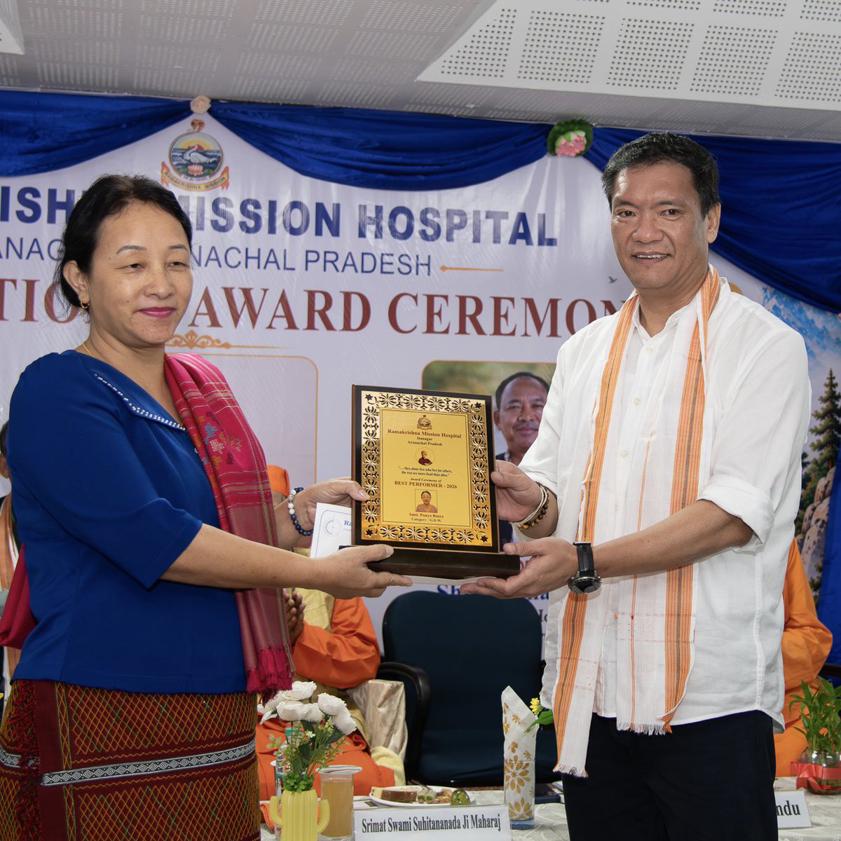 PemaKhanduBJP's tweet photo. For nearly six decades, @rkmission has been quietly serving the people of Arunachal, a journey that began in Aalo in 1966 and has since touched countless lives.

It was a pleasure today to join the annual award ceremony at Ramakrishna Mission Hospital, Itanagar and applaud the doctors, nurses and staff whose dedication keeps this institution serving people with compassion and commitment.

My appreciation to every doctor, nurse and staff member for their dedication. May the Mission continue its noble service to Arunachal for many more decades.

1/2