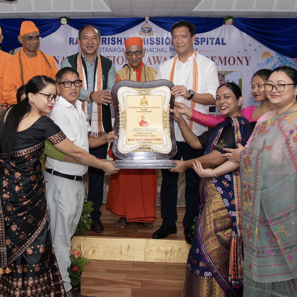 PemaKhanduBJP's tweet photo. For nearly six decades, @rkmission has been quietly serving the people of Arunachal, a journey that began in Aalo in 1966 and has since touched countless lives.

It was a pleasure today to join the annual award ceremony at Ramakrishna Mission Hospital, Itanagar and applaud the doctors, nurses and staff whose dedication keeps this institution serving people with compassion and commitment.

My appreciation to every doctor, nurse and staff member for their dedication. May the Mission continue its noble service to Arunachal for many more decades.

1/2
