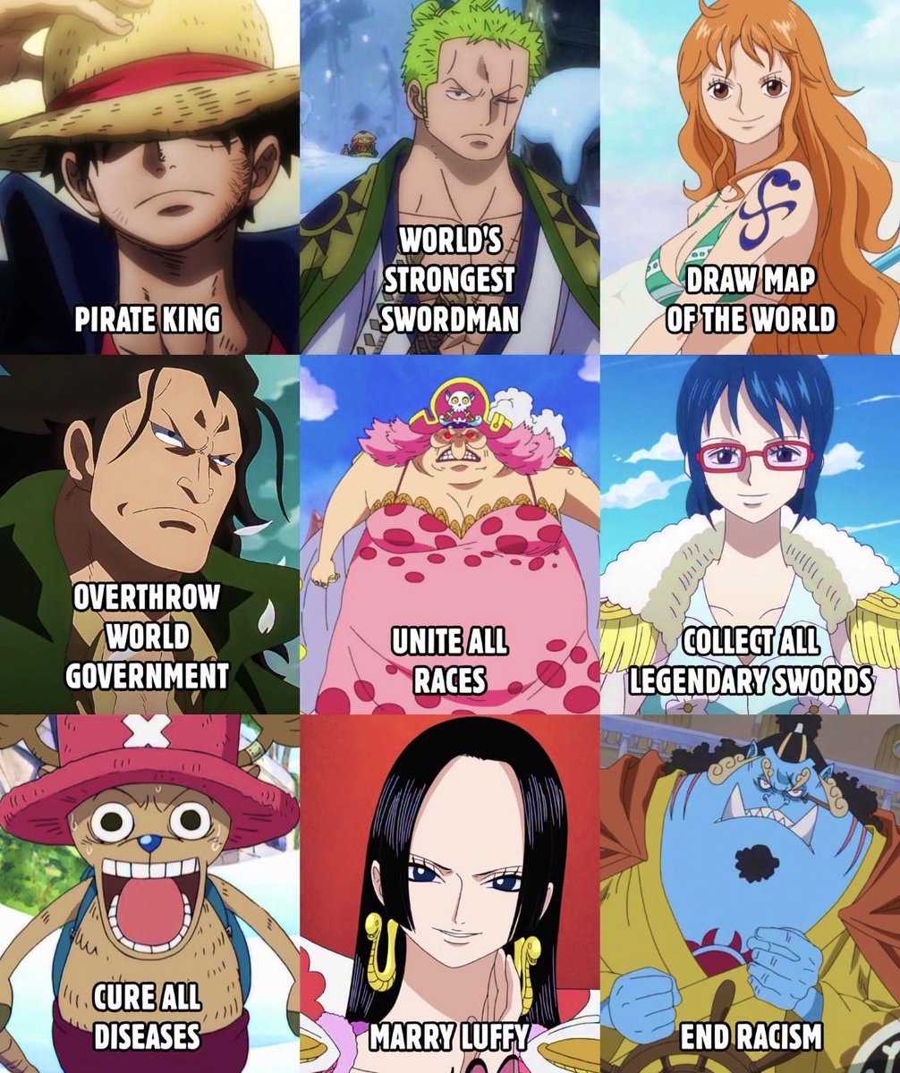 AnimeePost's tweet photo. What is the hardest dream in One Piece? https://t.co/KASSaioonD