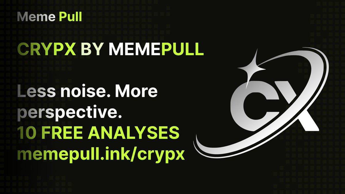 MemePullsol's tweet photo. https://t.co/KV77XSuSYg 

Meet CrypX: the market analysis terminal inside MemePull.
🎁 10 free analyses to start.

✅ Real candles + technical indicators
✅ Probabilistic scenarios with explicit risk levels
✅ Scalp / Intraday / Spot modes
✅ Telegram bot sync

Probability ≠ certainty. CrypX gives perspective, not promises.

#CrypX #Crypto #Solana #TradingTools
