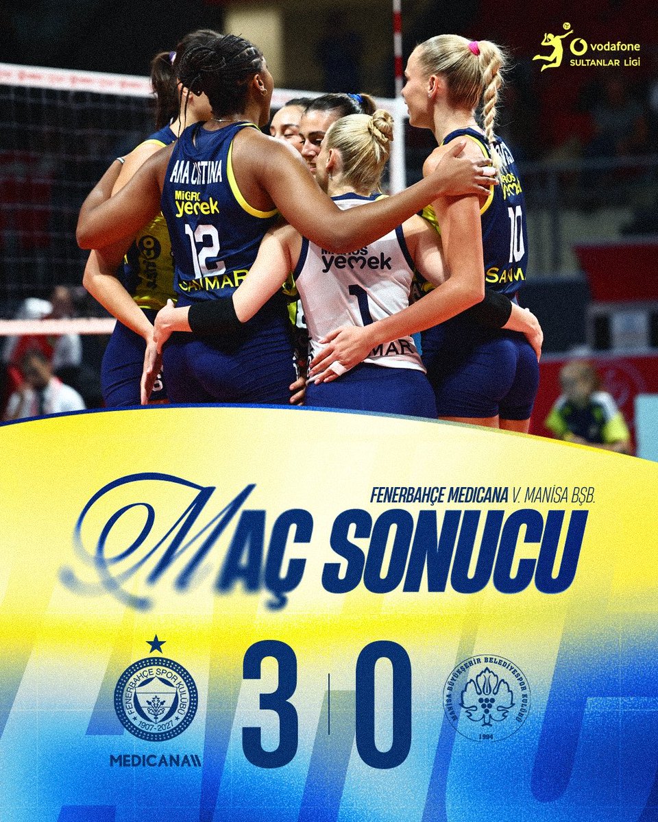 FBvoleybol's tweet photo. Vodafone Sultanlar Ligi'ne galibiyetle başlıyoruz! 💛💙

#SarıMelekler https://t.co/RUYXcdlGme