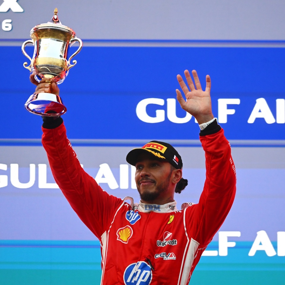 GazzettaFerrari's tweet photo. 🚨 | Lewis Hamilton: "One side, I’m really, really grateful to have gotten back to the podium, and then the other side, obviously, with the debates we were having in the background, to then see the covers come off the car ahead and them on wets and us on slicks, and the track being so tricky and dangerous at the beginning… It was definitely… Yeah, my heart sank and I thought, ‘That’s the race over.’"

"Then they were like, ‘Should we stop?’ and I was like, ‘No! We already made the decision, we have to live with it, and we stay out here until this bloody place dries.’ Eventually, it did. Then I just kept my head down, kept pushing, didn’t give up."