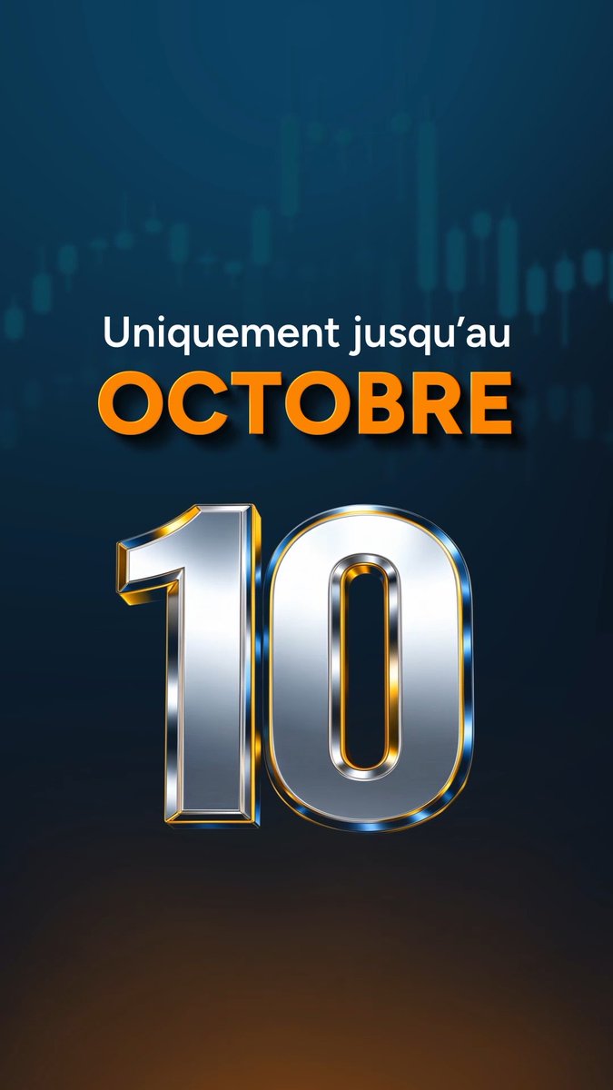 Promotional graphic with a dark blue background showing "Uniquement jusqu'au OCTOBRE" in white and orange text above a large metallic silver "10" with gold accents.