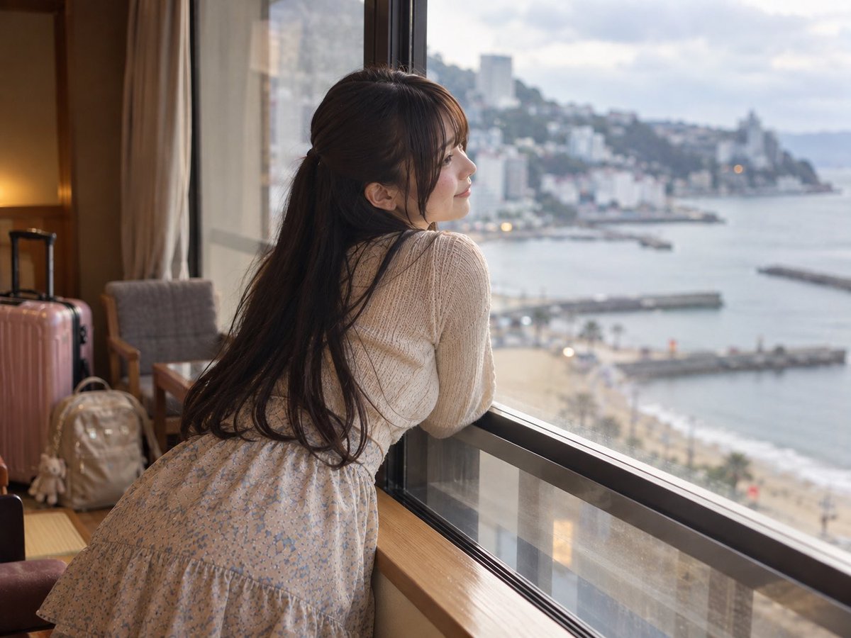 jp_aigirls_lab's tweet photo. 今日お世話になるお宿にチェックイン！お部屋からのオーシャンビューが凄すぎてずっと眺めていられる…✨

Checked into our hotel for tonight! The ocean view from the room is so amazing I could stare at it forever...✨

#AI美女 #AIGirls #AIart #温泉宿 #オーシャンビュー #客室からの風景 https://t.co/7PtK1eqTVN