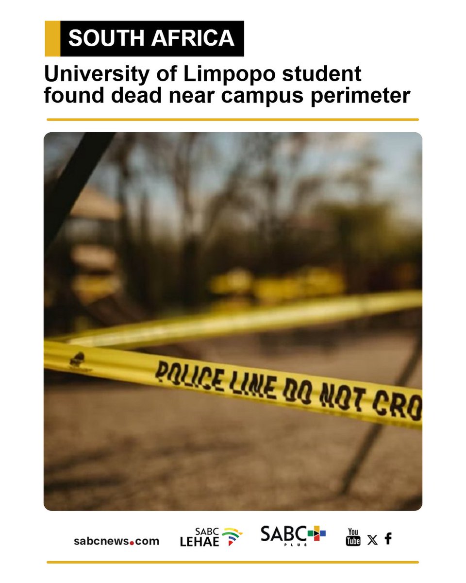 SABCNews's tweet photo. A 22-year-old female student from the University of Limpopo (UL) has been found dead along the perimeter fence just outside the campus. https://t.co/kaejsOg8nl https://t.co/Gjqm3BWwlp
