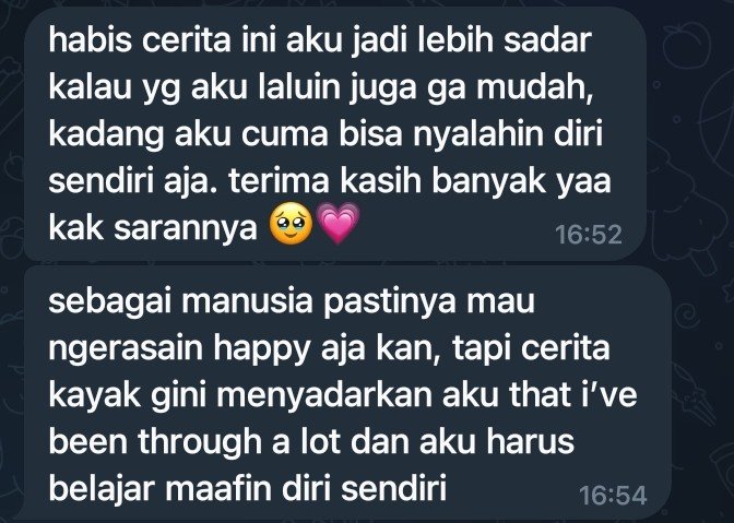 Rossavelle__'s tweet photo. testi lagi dari cust 💌
kalo weekendmu banyak cerita,
yuk curhat biar hati lega 🥰

halo, aku april lulusan psikologi open jasa curhat harga start from 20k/jam🌸 kalo kamu butuh teman cerita, my DM is open! 🫶🏻 #jasacurhat #zonajajan #bealanja #wts https://t.co/urCfAGHzko