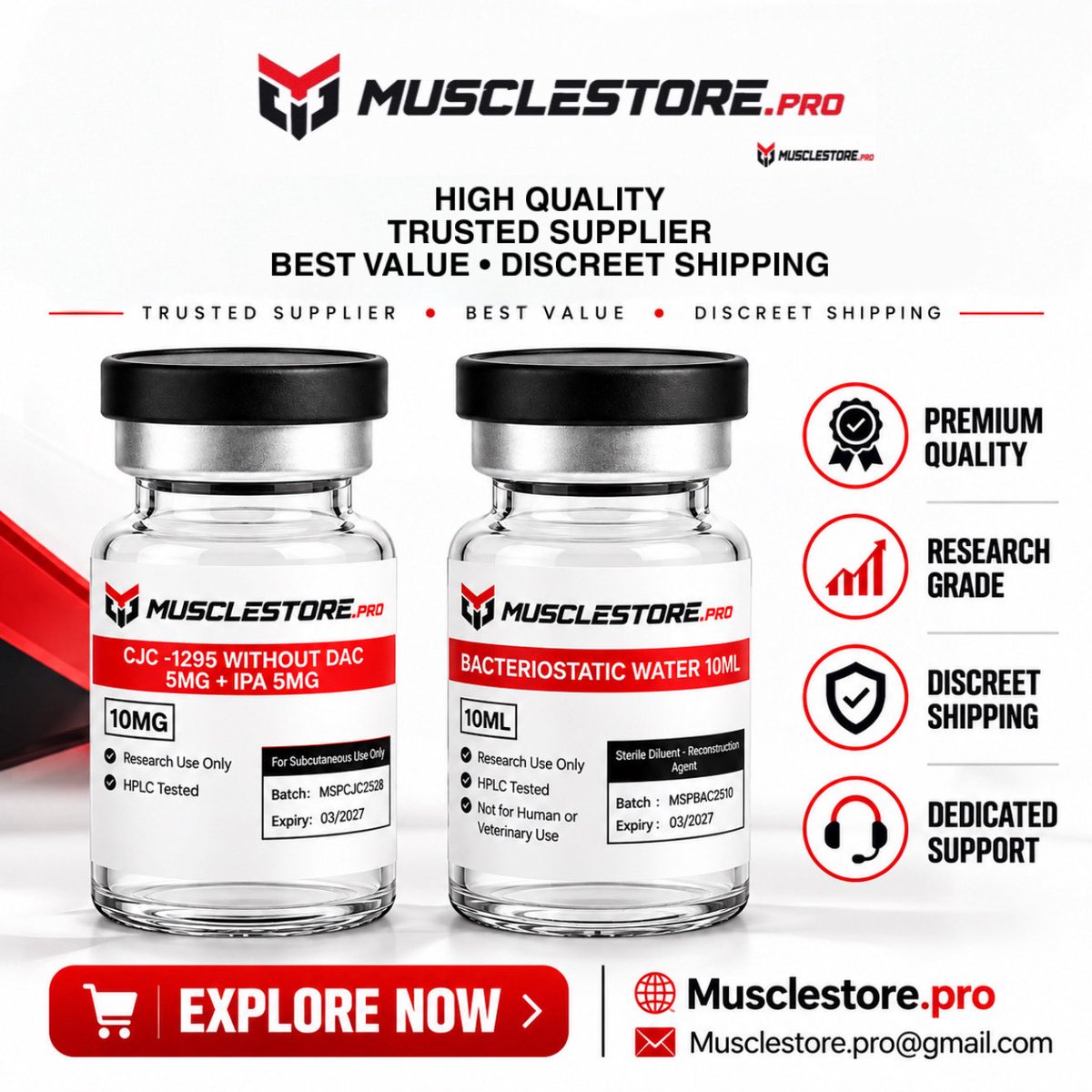 MusclestorePro's tweet photo. Premium quality, research-grade products. π§ͺπ¦
π§ Musclestore.pro@gmail.com
π Explore now at https://t.co/gV44yCSkvu
#Musclestorepro #Cjc #Peptide #Bacwater #Injectables #Orals #Usa https://t.co/qJQqNkptzx
