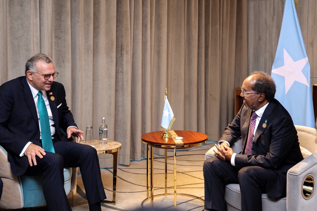 sntvnews1's tweet photo. President @HassanSMohamud met with U.S. Senior Advisor for Arab and African Affairs @US_SrAdvisorAF Massad Boulos. 

They exchanged views on regional and international issues of mutual interest andj reaffirmed the importance of Somalia-US strategic partnership and cooperation. https://t.co/rMBuER5GPO