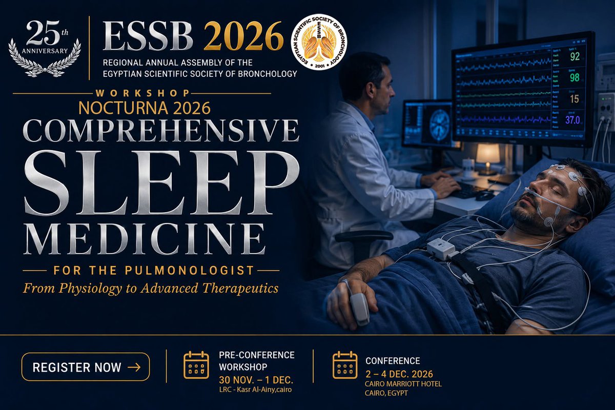 ESSBConference's tweet photo. Join the ESSB 2026 Workshops.
Workshop 2:𝐂𝐨𝐦𝐩𝐫𝐞𝐡𝐞𝐧𝐬𝐢𝐯𝐞 𝐒𝐥𝐞𝐞𝐩 𝐌𝐞𝐝𝐢𝐜𝐢𝐧𝐞 𝐟𝐨𝐫 𝐭𝐡𝐞 𝐏𝐮𝐥𝐦𝐨𝐧𝐨𝐥𝐨𝐠𝐢𝐬𝐭 — 𝐅𝐫𝐨𝐦 𝐏𝐡𝐲𝐬𝐢𝐨𝐥𝐨𝐠𝐲 𝐭𝐨 𝐀𝐝𝐯𝐚𝐧𝐜𝐞𝐝 𝐓𝐡𝐞𝐫𝐚𝐩𝐞𝐮𝐭𝐢𝐜𝐬
👉Register Now:
https://t.co/pkoBuyHMEG
#ESSB2026 #Bronchology https://t.co/tmq7nNJ2hu
