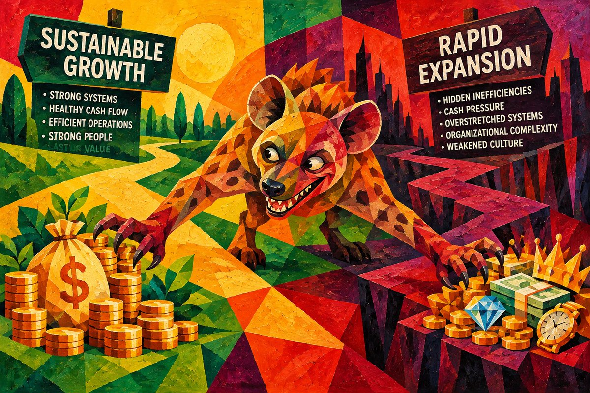 PeterLybese's tweet photo. Rapid growth can look like success while quietly creating problems—strained cash flow, overwhelmed systems, weaker communication, diluted culture and exhausted people.
Don’t just grow fast. Grow at a pace your business can carry. https://t.co/fZIBeyq57c