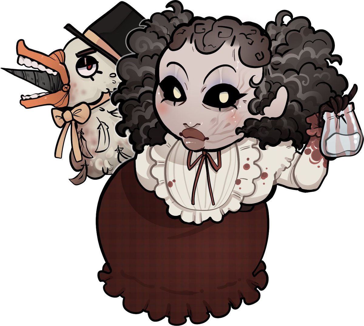 Iiice_coffee's tweet photo. Have two of my favourite drawings I did of mother gooseberry. Instead of that ai trash that wasn’t close to her original perfection. 
#outlasttwt #art https://t.co/uZAOd09IrD