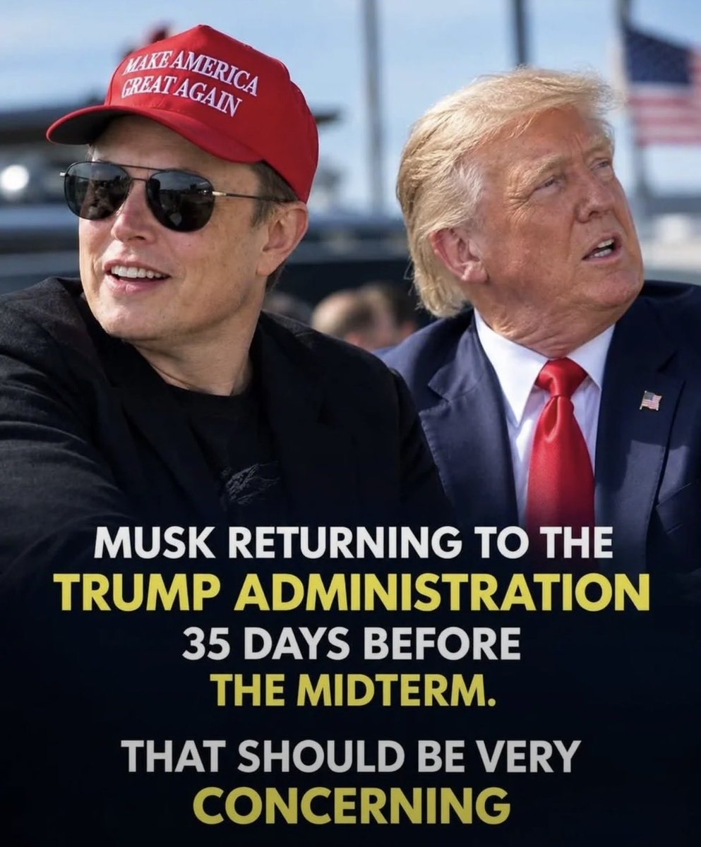 NotAvgLiberal's tweet photo. Elon Musk rejoined the Trump administration,

30 days before the midterms…

Yeah -

This election will be rigged.
#MidtermsAreComing