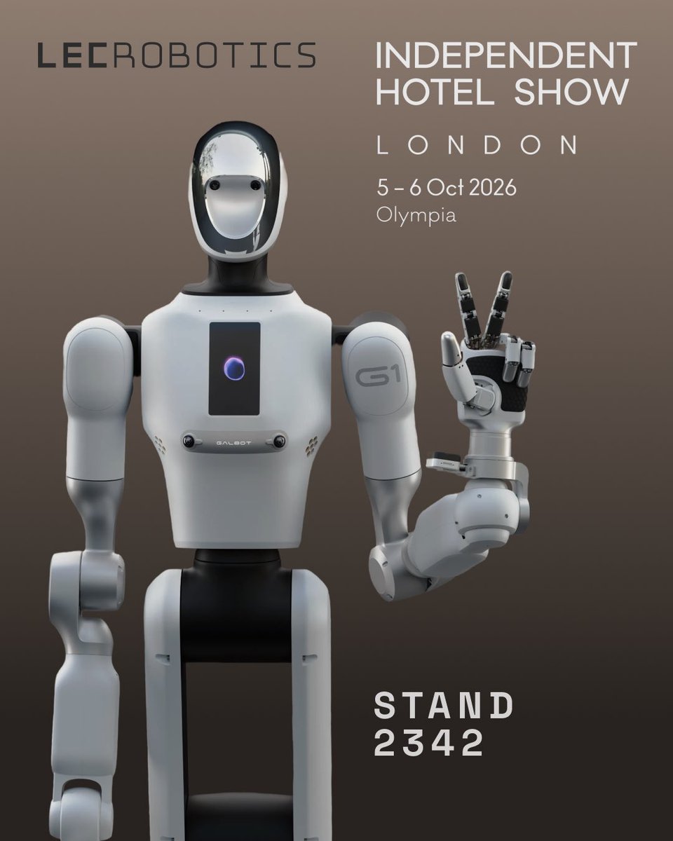 lecrobotics's tweet photo. Stand 2342 at Independent Hotel Show, Olympia, 5-6 Oct. Free Xbot IC ice cream all day. Galbot G1 humanoid, available to hire. Dinerbot T10 and T9, Butlerbot W3 and Kleenbot C40. https://t.co/gdMOJF1vXA #IndependentHotelShow #LECRobotics https://t.co/9NUVj3j5wW