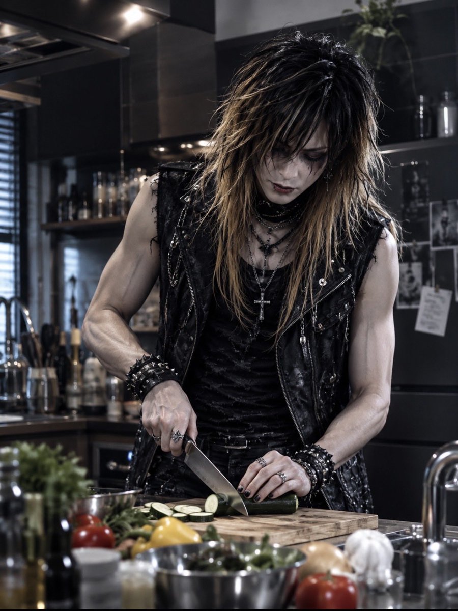 YuzuRay's tweet photo. メネ君から貰ったプレゼントで食材を切るシヴァ君
#怒華雪
#AI二次創作 https://t.co/mAIoH9ZMoC
