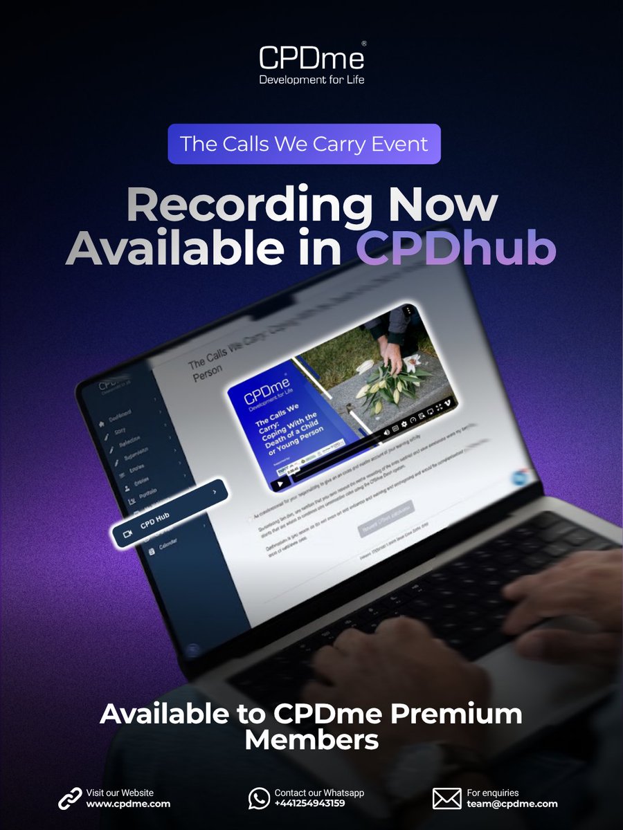 cpdme's tweet photo. 💙 The Calls We Carry | Recording Now Available

The full 999 Day session is now in CPDhub for CPDme Premium members. 🎥

Not Premium yet? Join today to watch.

🔗 https://t.co/iaxiwSwkvW
📞 +44 1254 943159
📧 team@cpdme.com

#TheCallsWeCarry #EmergencyServices #CPDhub #CPDme https://t.co/KCROC6FCB3