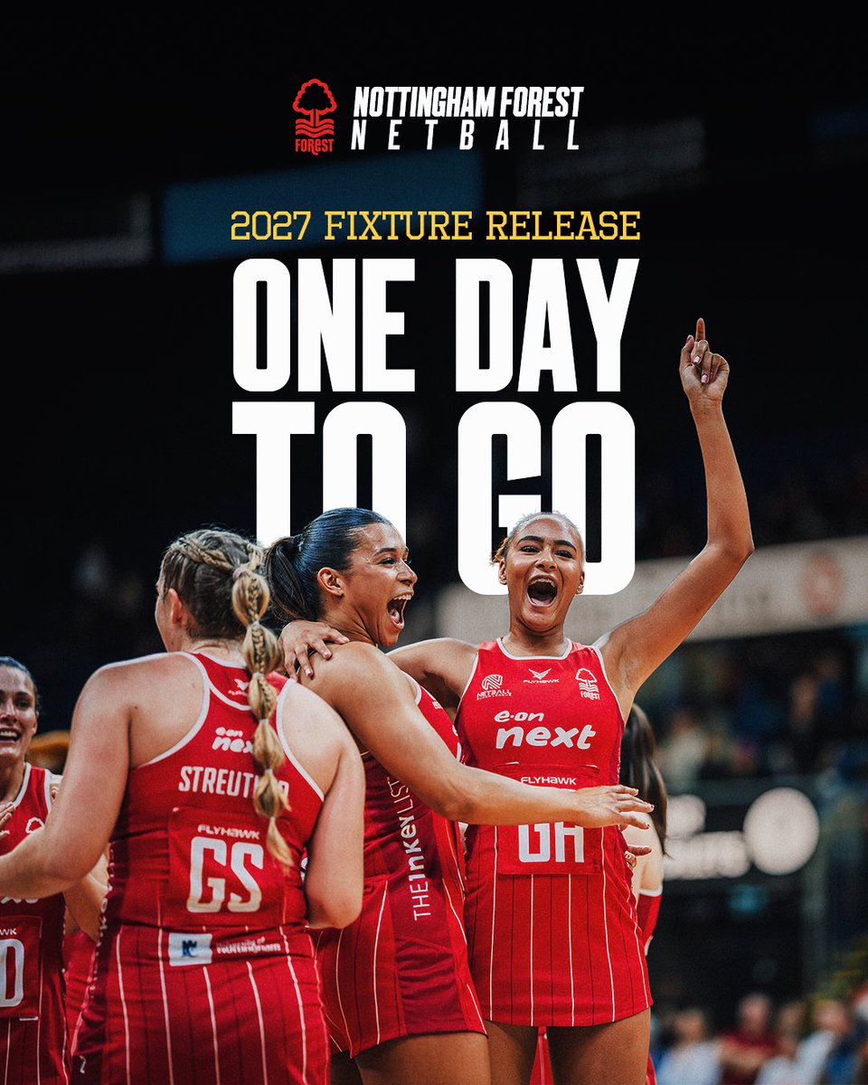 NFNetball's tweet photo. 2027 Netball Super League fixtures arriving TOMORROW. 🗓️😍

Stay updated📩 https://t.co/AAEtV1MMXg https://t.co/9S2Ww1XnTE